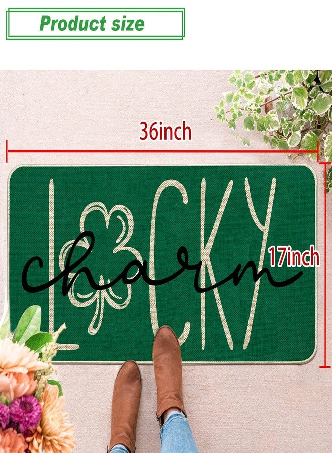 Baccessor Happy St. Patrick's Day Doormat Lucky Charm Outdoor Outside Welcome Doormat Mat Non Slip Rubber Backing Entrance Irish Holiday Spring Indoor Front Kitchen Decoration 17 x 36 Inch - Image 2