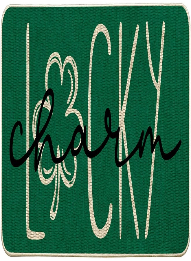Baccessor Happy St. Patrick's Day Doormat Lucky Charm Outdoor Outside Welcome Doormat Mat Non Slip Rubber Backing Entrance Irish Holiday Spring Indoor Front Kitchen Decoration 17 x 36 Inch - Image 1