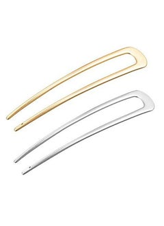 Aeyistry Aeyistry 2 Pieces Metal U Shaped Hair Pin Fork Sticks,Hair Comb Updo Chignon Pin for Women Girls Hairstyle Accessories,Gold and Sliver  - Image 2