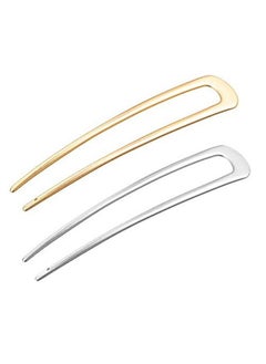Aeyistry Aeyistry 2 Pieces Metal U Shaped Hair Pin Fork Sticks,Hair Comb Updo Chignon Pin for Women Girls Hairstyle Accessories,Gold and Sliver  - Image 1