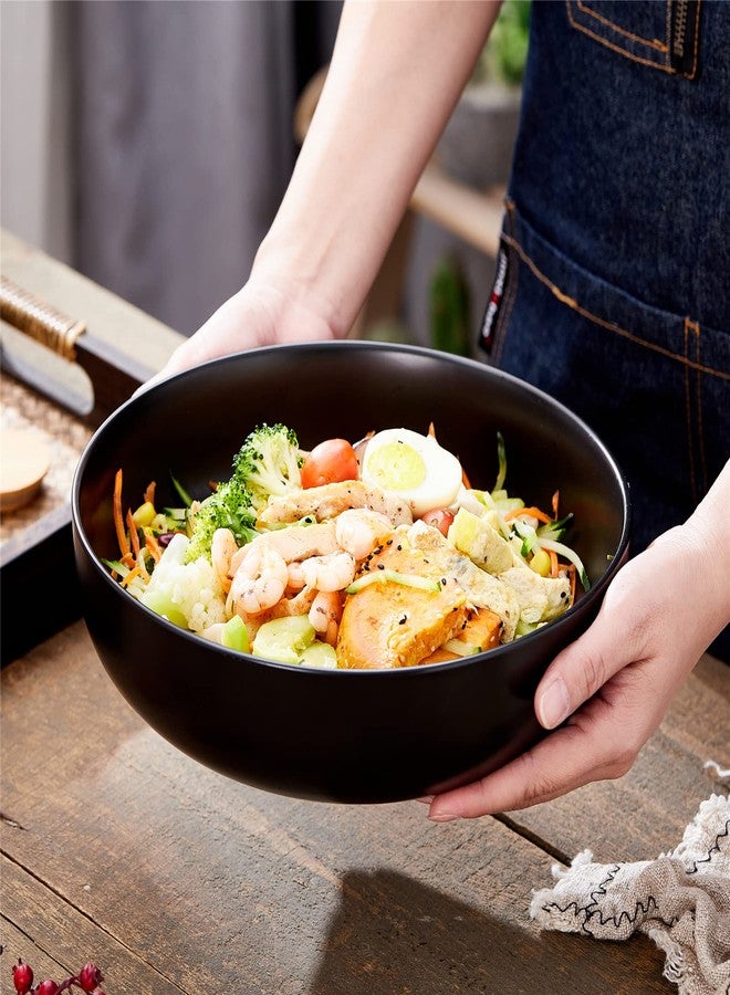 Swuut 10'' Large Serving Bowl, 2.8 Quart Big Salad Pasta Bowl, Porcelain Fruit Bowl,Matte Mixing Bowls,Wide Soup Bowl for Family Kitchen,Microwave & Dishwasher Safe (Black) - Image 3