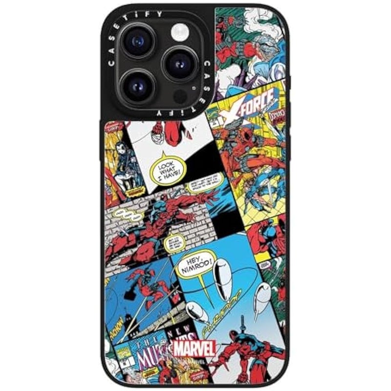 Casetify Mirror iPhone 15 Pro Max Case 【Deadpool & Wolverine Co-Lab / 4.9ft Drop Protection/Magsafe】 - Comic Collage case - Silver on Black - Image 4