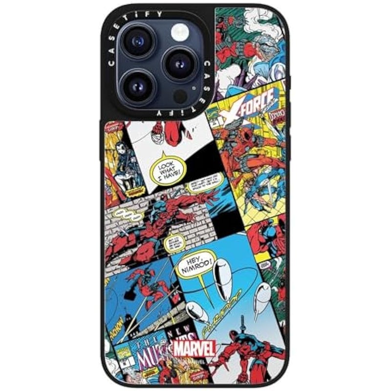Casetify Mirror iPhone 15 Pro Max Case 【Deadpool & Wolverine Co-Lab / 4.9ft Drop Protection/Magsafe】 - Comic Collage case - Silver on Black - Image 2