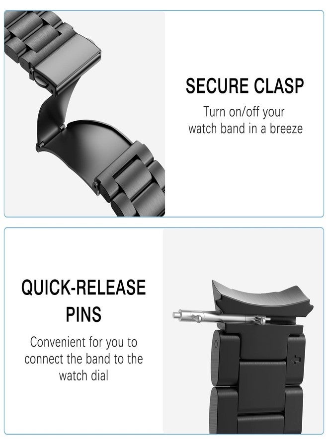 MoKo Metal Band Compatible with Samsung Galaxy Watch 7 FE 6 5 4 Band 40mm 44mm/Watch 5 Pro Band 45mm/Watch 6 Classic Band 43mm 47mm/4 Classic 42mm 46mm, No Gap Stainless Steel Band for Men, Black - Image 4