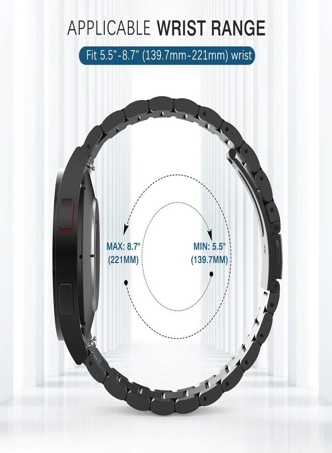 MoKo Metal Band Compatible with Samsung Galaxy Watch 7 FE 6 5 4 Band 40mm 44mm/Watch 5 Pro Band 45mm/Watch 6 Classic Band 43mm 47mm/4 Classic 42mm 46mm, No Gap Stainless Steel Band for Men, Black - Image 5