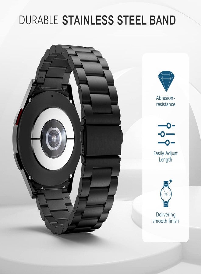 MoKo Metal Band Compatible with Samsung Galaxy Watch 7 FE 6 5 4 Band 40mm 44mm/Watch 5 Pro Band 45mm/Watch 6 Classic Band 43mm 47mm/4 Classic 42mm 46mm, No Gap Stainless Steel Band for Men, Black - Image 3