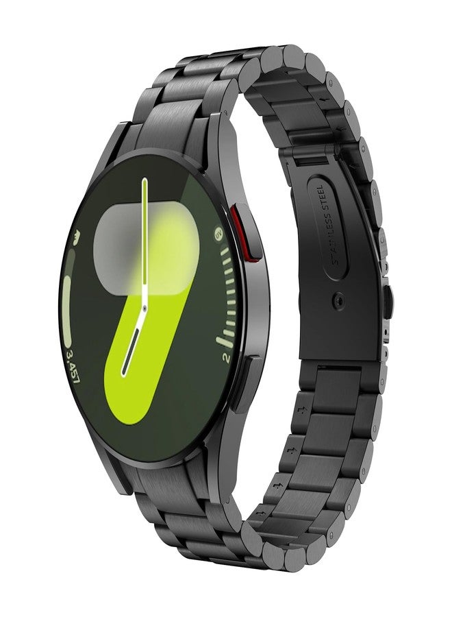 MoKo Metal Band Compatible with Samsung Galaxy Watch 7 FE 6 5 4 Band 40mm 44mm/Watch 5 Pro Band 45mm/Watch 6 Classic Band 43mm 47mm/4 Classic 42mm 46mm, No Gap Stainless Steel Band for Men, Black - Image 1