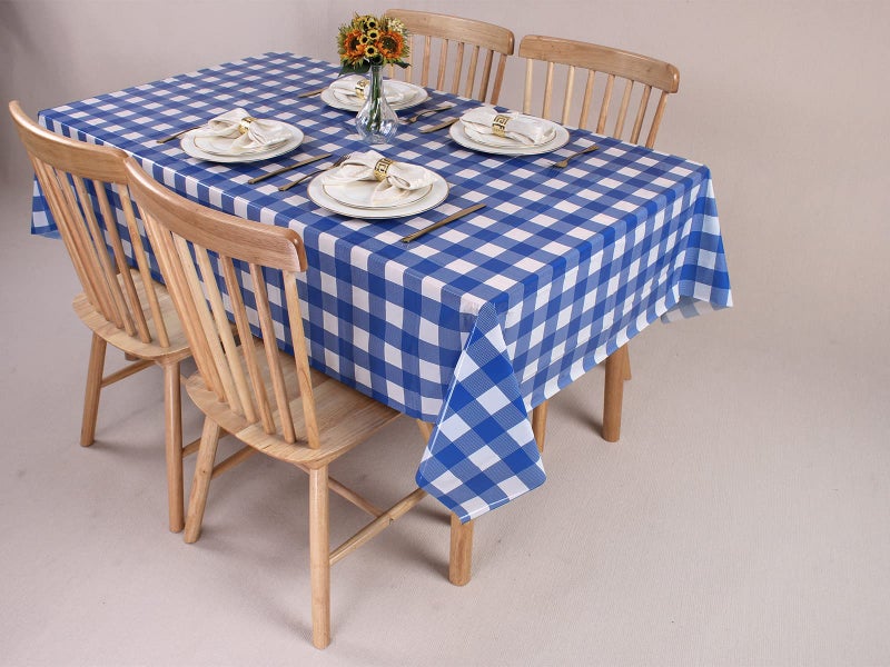 Kesfey 3 Packs White and Blue Gingham Table Cloths 54 x 108 Inches Disposable Plastic Checkered Tablecloths Waterproof Rectangle Picnic Party Tablecovers for Birthday Party Dining Table Kitchens - Image 4