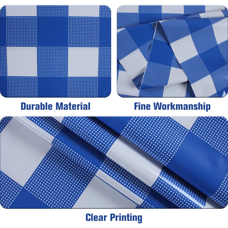 Kesfey 3 Packs White and Blue Gingham Table Cloths 54 x 108 Inches Disposable Plastic Checkered Tablecloths Waterproof Rectangle Picnic Party Tablecovers for Birthday Party Dining Table Kitchens - Image 2