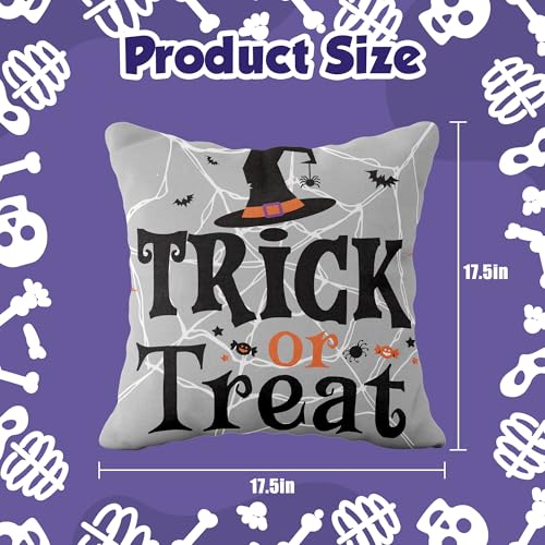 OHOME Halloween Decorations Halloween Pillow Covers 18x18 Halloween Decor Indoor Outdoor Skeleton Ghost Pumpkin Throw Pillows for Room Office Trick or Treat Party Decorations Favors2 PCS - Image 3