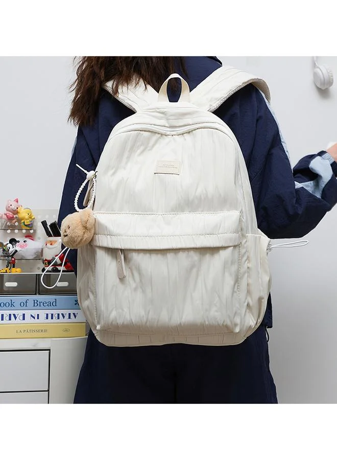 Take Two White Polyester Backpack with Zip Closure