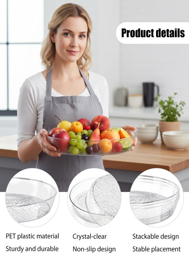 Wuqoioo Clear Serving Tray,8 Pack Acrylic Decorative Tray Round Plastic Trays Round Plastic Platter, Acrylic Serving Trays for Living Room, Ottoman, Bedroom, Kitchen, Coffee Table (11.8 x 1.97 inches) - Image 3