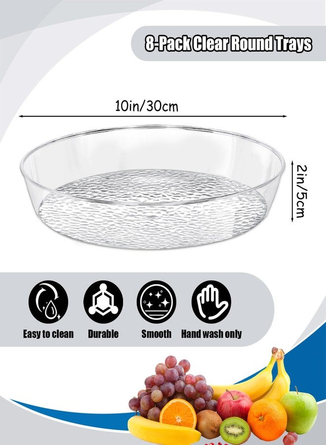 Wuqoioo Clear Serving Tray,8 Pack Acrylic Decorative Tray Round Plastic Trays Round Plastic Platter, Acrylic Serving Trays for Living Room, Ottoman, Bedroom, Kitchen, Coffee Table (11.8 x 1.97 inches) - Image 2