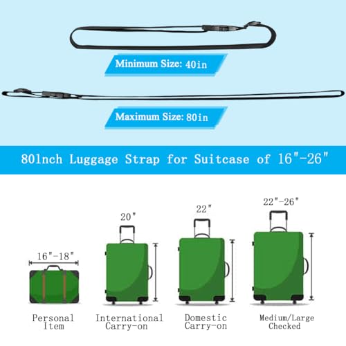 Ajmyonsp 4Pcs Luggage Straps Suitcase 80In Long Adjustable Travel Accessories TSA Approved, Belts to Keep Your Suitcase Secure While Traveling, Premium Accessory for Travel Bag Closure, Multicolor - Image 5
