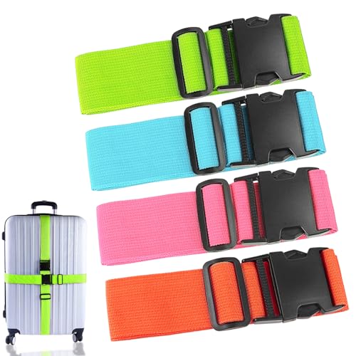 Ajmyonsp 4Pcs Luggage Straps Suitcase 80In Long Adjustable Travel Accessories TSA Approved, Belts to Keep Your Suitcase Secure While Traveling, Premium Accessory for Travel Bag Closure, Multicolor - Image 1