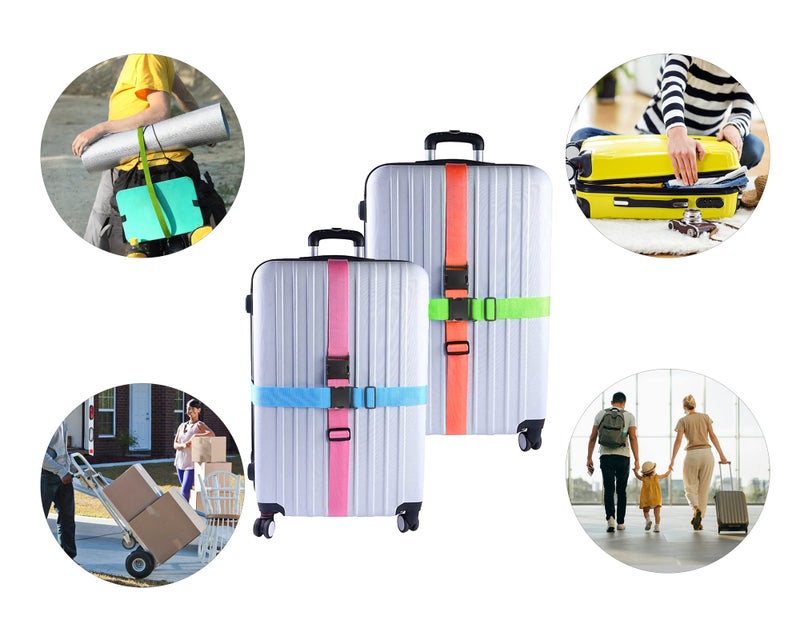 Ajmyonsp 4Pcs Luggage Straps Suitcase 80In Long Adjustable Travel Accessories TSA Approved, Belts to Keep Your Suitcase Secure While Traveling, Premium Accessory for Travel Bag Closure, Multicolor - Image 4