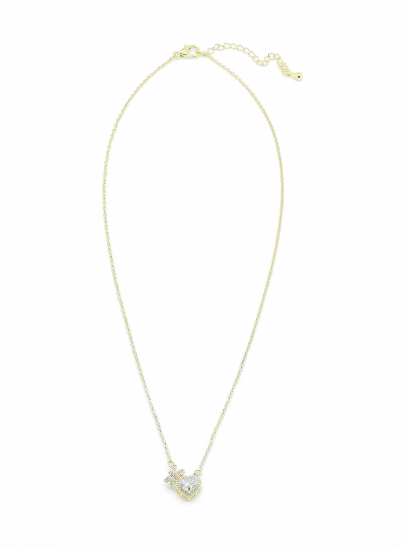 LMA Heart Shaped Sparkling Stone Statement Necklace - Image 2