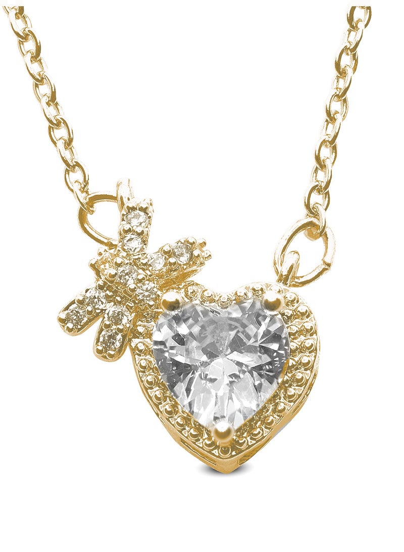 LMA Heart Shaped Sparkling Stone Statement Necklace - Image 1