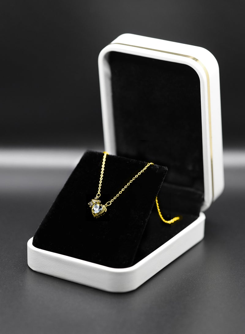 LMA Heart Shaped Sparkling Stone Statement Necklace - Image 3