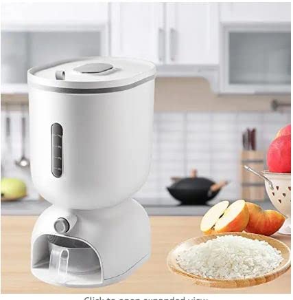 Jolfay Jolfay Large Food Dispenser Rice Dispenser Rice Container Storage with Lid Measuring Cylinder Moisture Proof Household Cereal Dispenser Bucket for Kitchen Soybean Corn  - Image 2