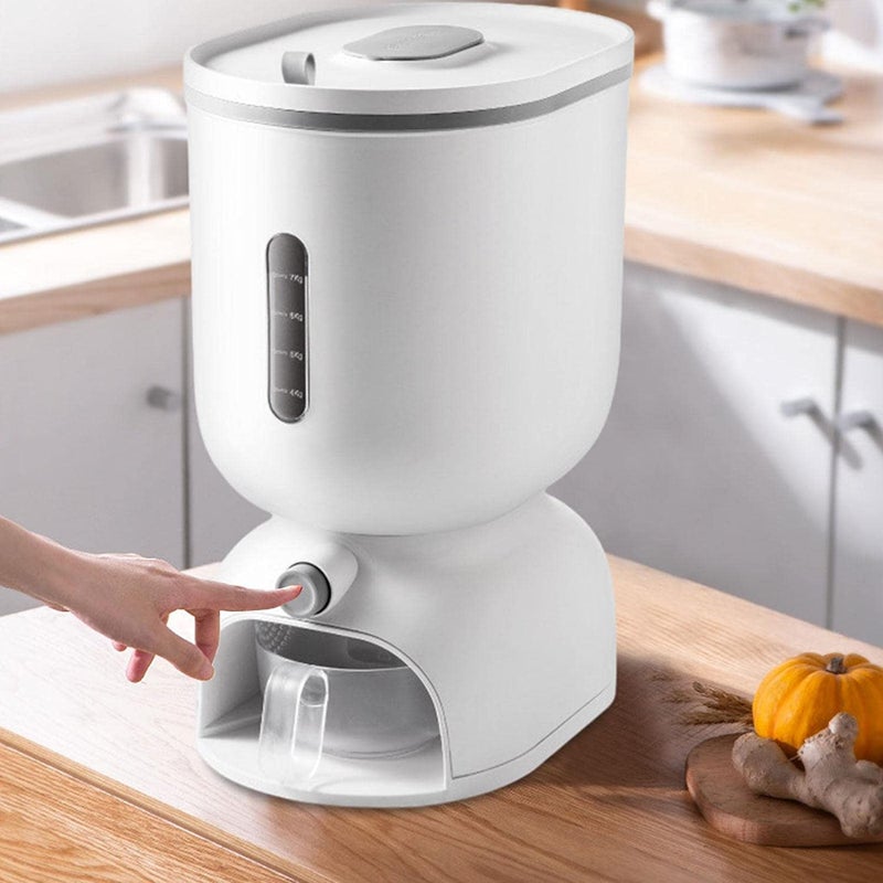 Jolfay Jolfay Large Food Dispenser Rice Dispenser Rice Container Storage with Lid Measuring Cylinder Moisture Proof Household Cereal Dispenser Bucket for Kitchen Soybean Corn  - Image 3