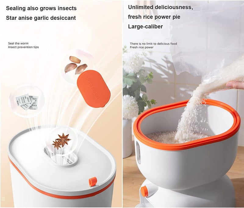 Jolfay Jolfay Large Food Dispenser Rice Dispenser Rice Container Storage with Lid Measuring Cylinder Moisture Proof Household Cereal Dispenser Bucket for Kitchen Soybean Corn  - Image 5