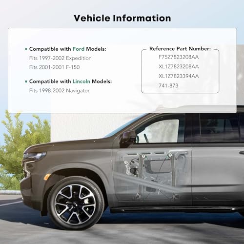 YHTAUTO Front Passenger Side Power Window Regulator With 2-Pin Motor Assembly for Ford Expedition 1997-2002, F-150 2001 & Lincoln Navigator 1998-2002 - Image 2