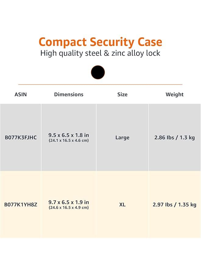 إيروريكس صندوق أمان محمول مزود بقفل تركيبة لحفظ المستندات والمجوهرات، مقاس XL أسود - Image 5