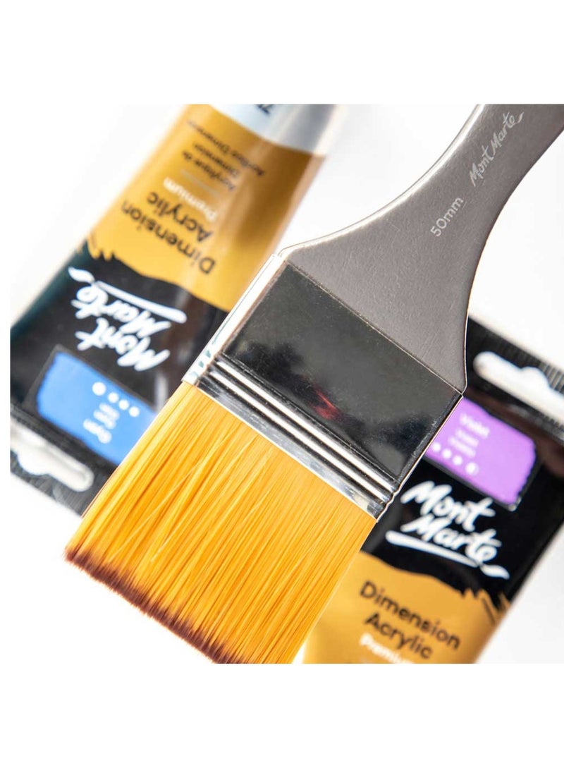 Mont Marte - Premium Artist Acrylic Brush Taklon Flat 50mm Width - Image 1
