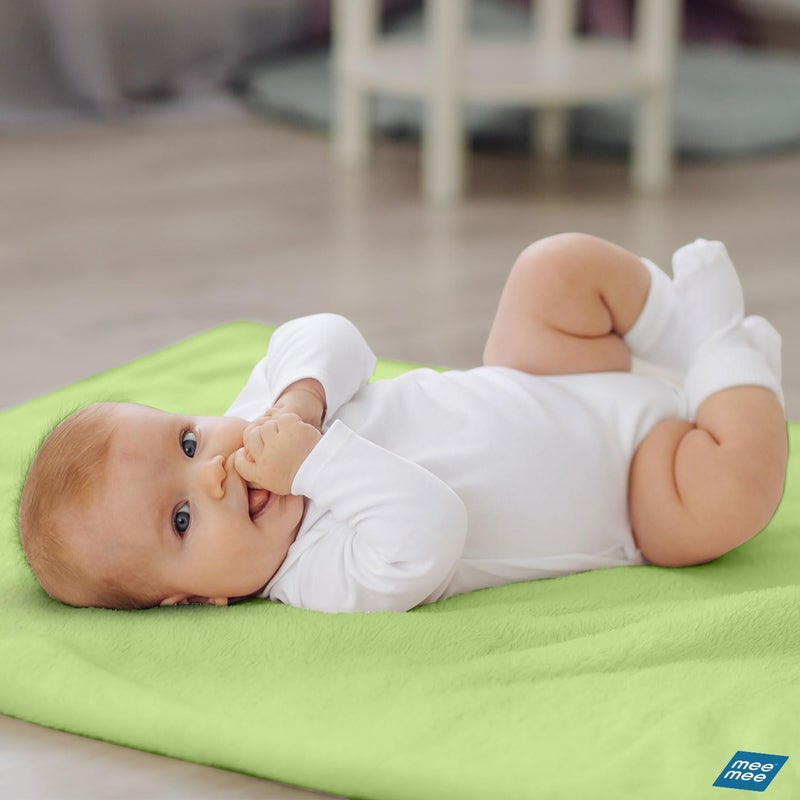 mee mee Mee Mee Reusable Water Proof Cotton Bed Protector SheetExtra Absorbent MatDry SheetsUrine SheetDry Mat Pack of 2 Small Pista Green50CmX70Cm  - Image 2