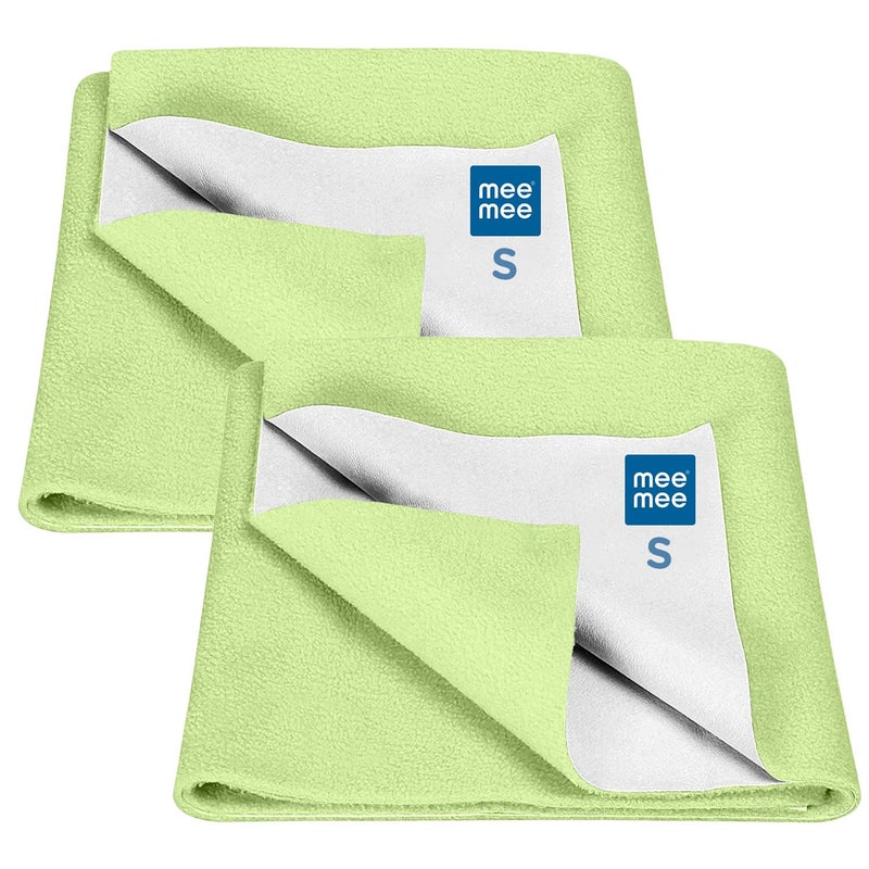 mee mee Mee Mee Reusable Water Proof Cotton Bed Protector SheetExtra Absorbent MatDry SheetsUrine SheetDry Mat Pack of 2 Small Pista Green50CmX70Cm  - Image 1