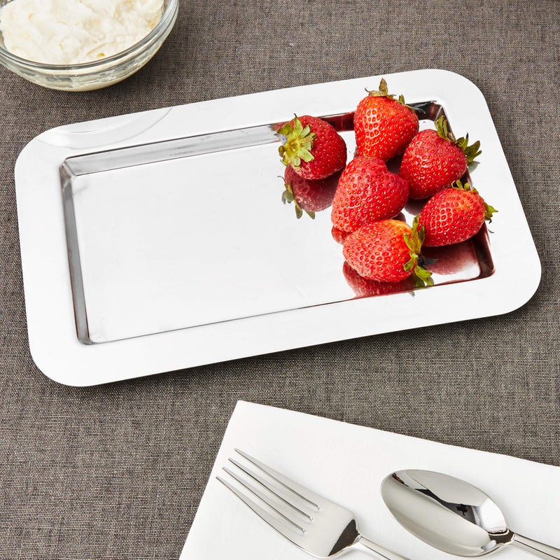 Frieling Silver Tray - 9.4 x 5.6 in Rectangular Polished Mirrored Finish - 18/10 Mirrored Stainless Steel Metal Serving Tray for Coffee, Tea & Desserts - Image 2