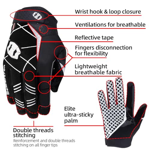 Seibertron Pro 3.0 Elite Ultra-Stick Sports Receiver Glove Football Gloves Youth and Adult Black XXS - Image 4