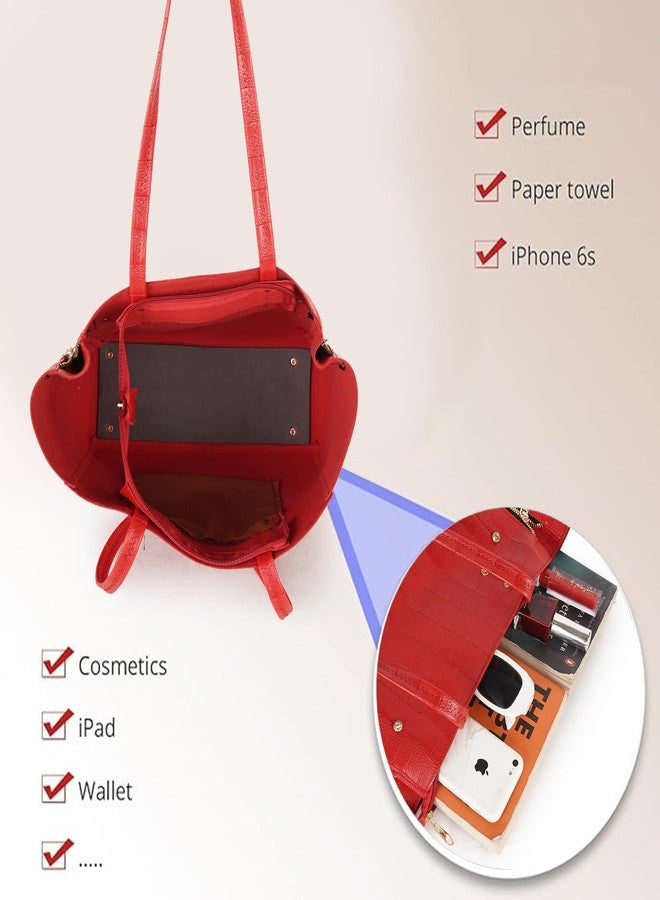 DANIEL CLARK Crocodile Pattern Tote Bag for Womens, Big Purses And Handbag Ladies Big Shoulder Bag (Red) - Image 5