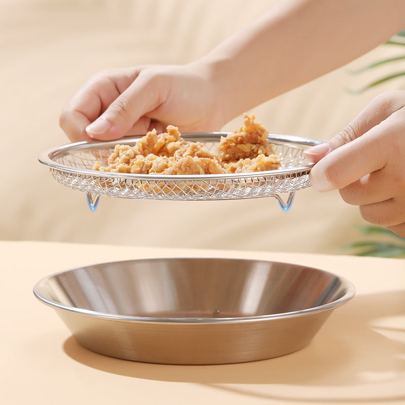 Japanese-Style Oil Leaching Artifact Stainless Steel Frying Mesh Basket Oil Leakage Filter Mesh Kitchen Household Oil Leakage Mesh Filter Binaural Mesh Screen - Image 3