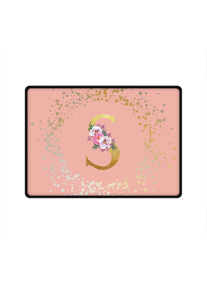 Stylizedd Designer Gaming Mouse Pad Anti-Skid Mousepad Large Keyboard Mouse Pad Desk Mat Custom Monogram Initial Letter Floral Pattern Alphabet - S(Rose Pink)  - Image 1