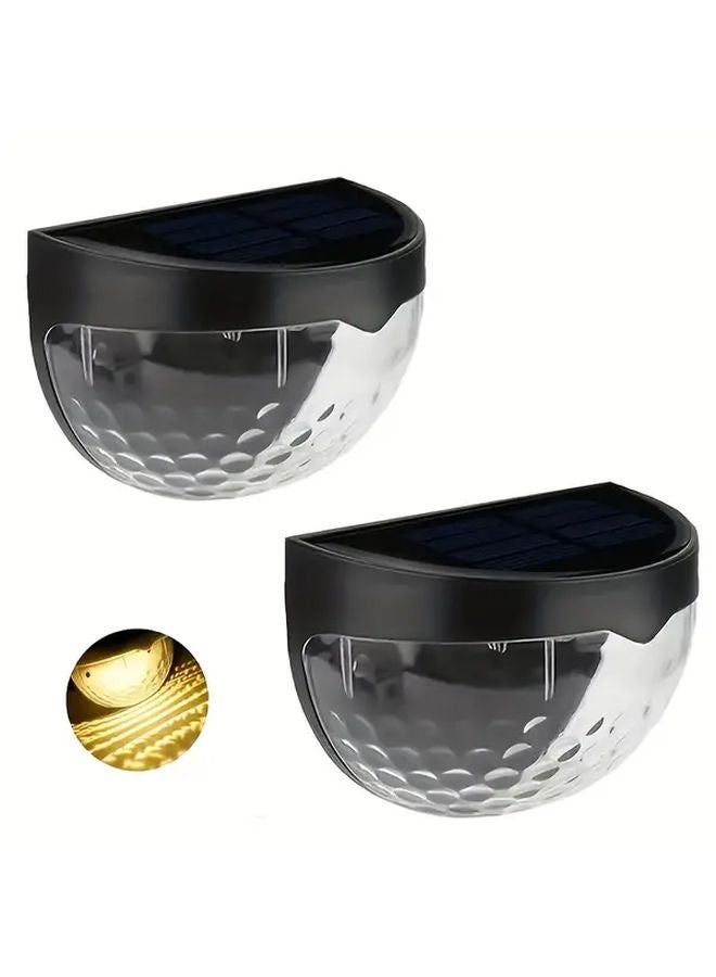 قطعتان من مصابيح السياج الشمسية السوداء IP65 المضادة للماء لتزيين الحدائق الخارجية المثبتة على الجدار - Image 1