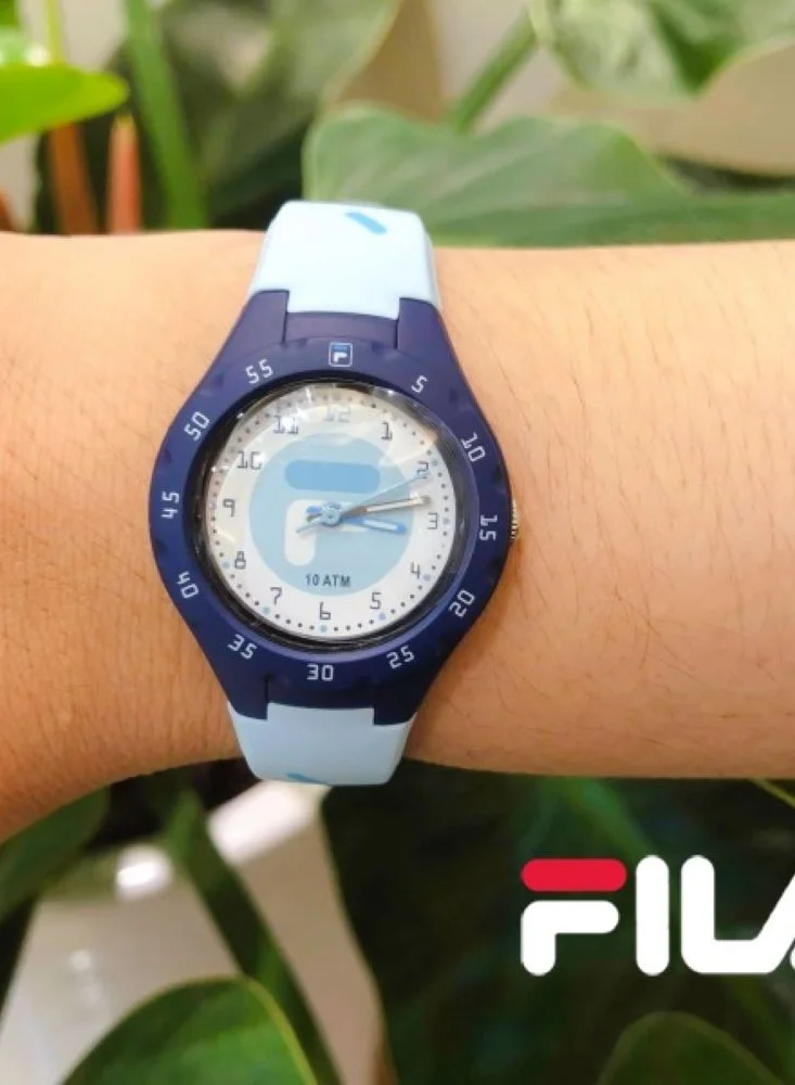 فيلا Kids' ساعة فيلا للأطفال بعقارب، هيكل بلاستيك، سوار سيليكون أزرق، 38-204-105