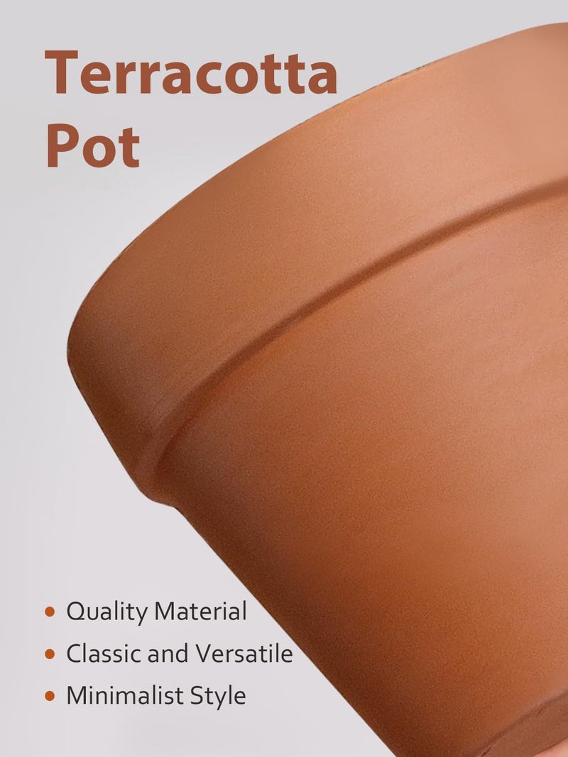 INGOFIN 12 Inch Terracotta Pot with Saucer - Ceramic Clay Pot for Plants with Drainage Hole, Large Terra Cotta Flower Planter with Tray for Indoor Outdoor Plants - Image 5