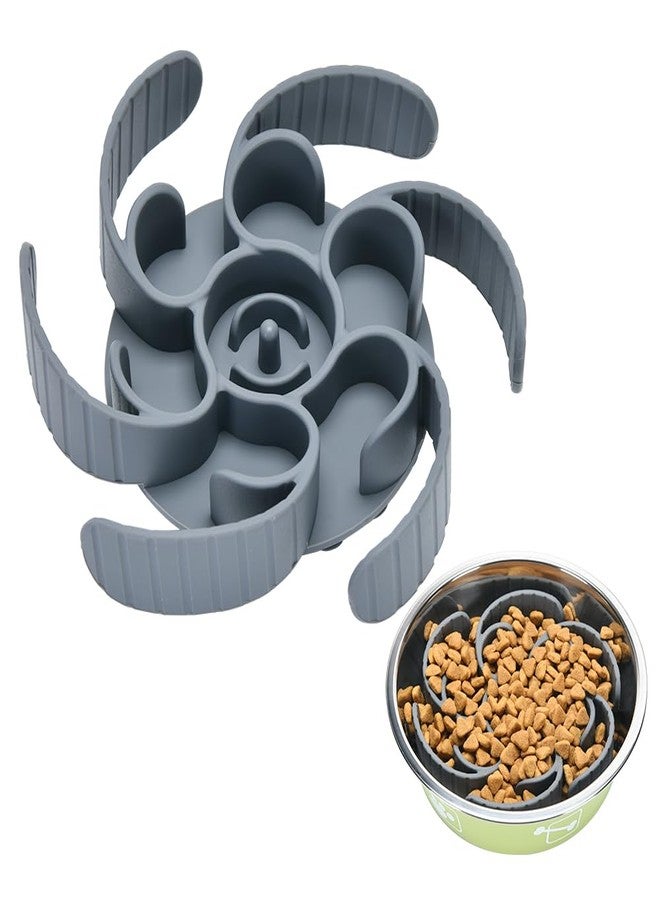 XIAOZHIHUI Slow Feeder Dog Bowls Insert,Third Generation upgradedSuper Firm Eating Bowl（Cuttable） for Large Breed and Medium Small Size Compatible with Regular Elevated Metal Glass Dog Bowl (Gray) - Image 1