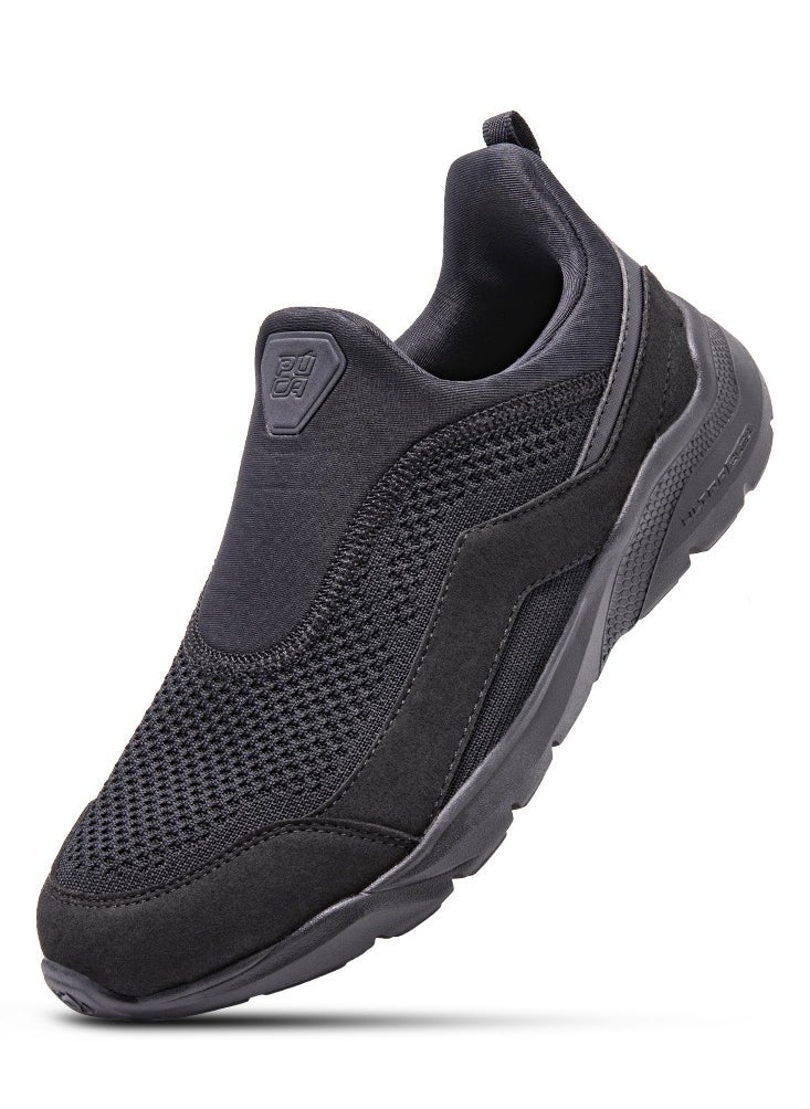 Puca Shoes for Men | Stretchable knit upper with micro fibre suede for Sporty looks | Men's Sneakers | Lightening Black - Image 1