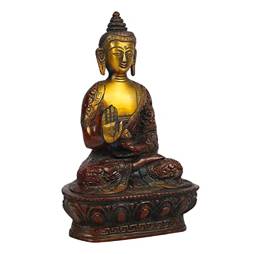 ARTVARKO Abhaya Mudra Buddha Idol Antique Copper Gold Brass Metal StatueTibet Buddha Buddhist Buddhism Decorative Figurines 7 Inch. - Image 3