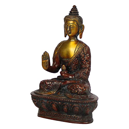 ARTVARKO Abhaya Mudra Buddha Idol Antique Copper Gold Brass Metal StatueTibet Buddha Buddhist Buddhism Decorative Figurines 7 Inch. - Image 4