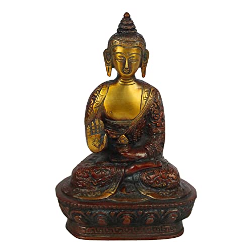 ARTVARKO Abhaya Mudra Buddha Idol Antique Copper Gold Brass Metal StatueTibet Buddha Buddhist Buddhism Decorative Figurines 7 Inch. - Image 2