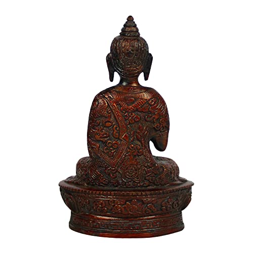 ARTVARKO Abhaya Mudra Buddha Idol Antique Copper Gold Brass Metal StatueTibet Buddha Buddhist Buddhism Decorative Figurines 7 Inch. - Image 5