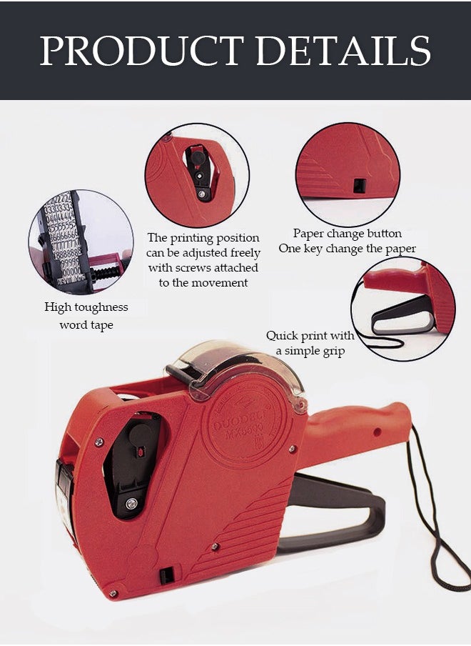 DUNISO - 5500EOS Pricing Label machine, equipped with high toughness lettering tape and paper change button，8 Digits Retail price printer and Labels for supermarket products - Image 1