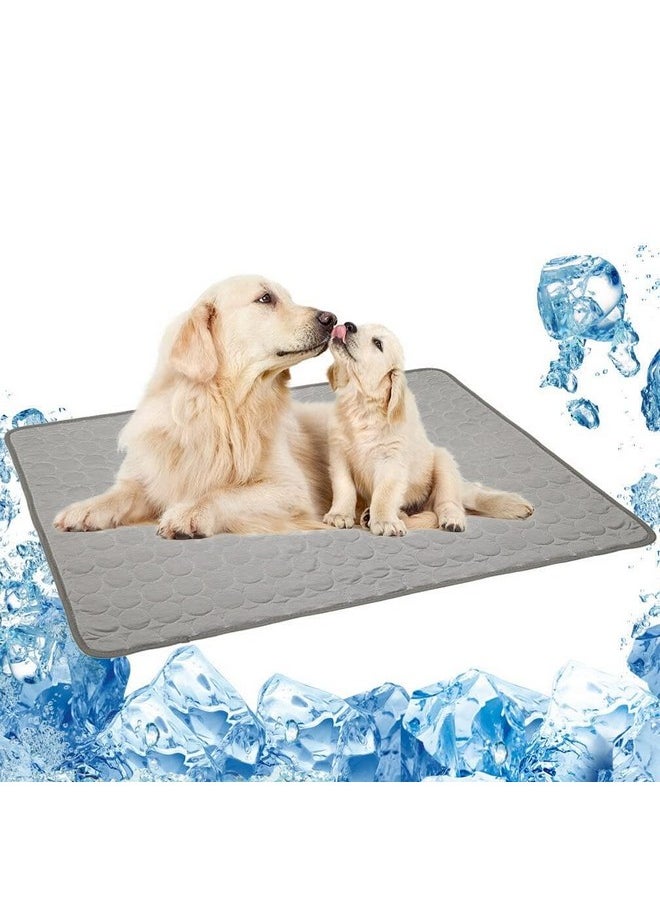 BiBOSS - Pet Cooling Mat For Dog Puppy Cat Washable Cooling Pad, Reusable Ice Silk Dog Self Cooling Mat, Pet Sleeping Pad Blanket For Pet Beds Kennels Couches Sofa Floors Car Seats, Large, Grey - Image 1