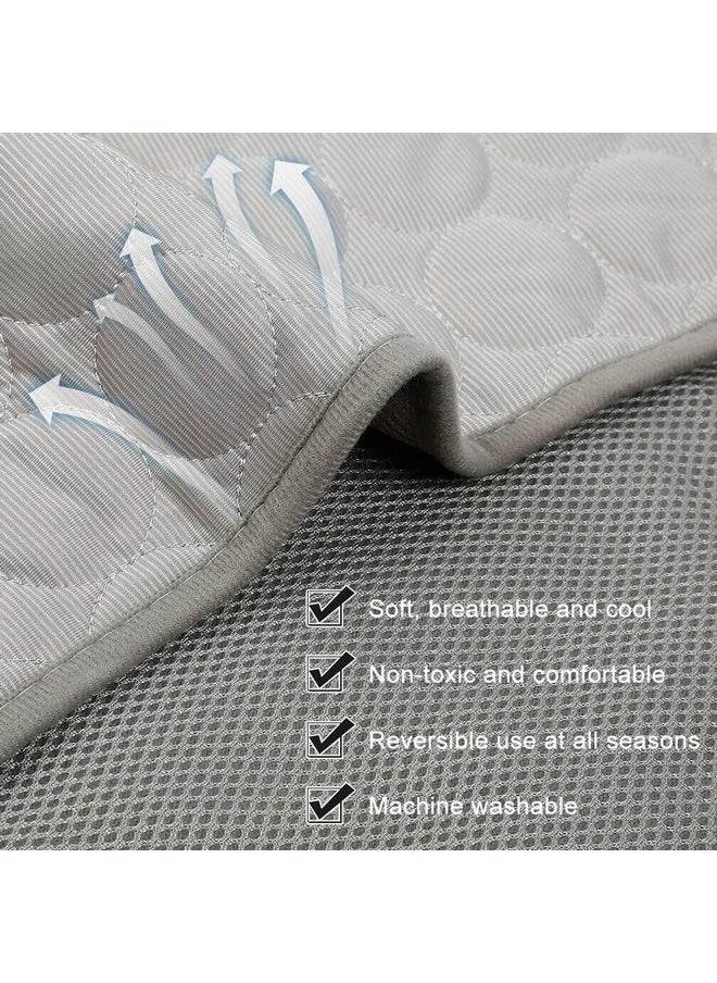 BiBOSS - Pet Cooling Mat For Dog Puppy Cat Washable Cooling Pad, Reusable Ice Silk Dog Self Cooling Mat, Pet Sleeping Pad Blanket For Pet Beds Kennels Couches Sofa Floors Car Seats, Large, Grey - Image 1