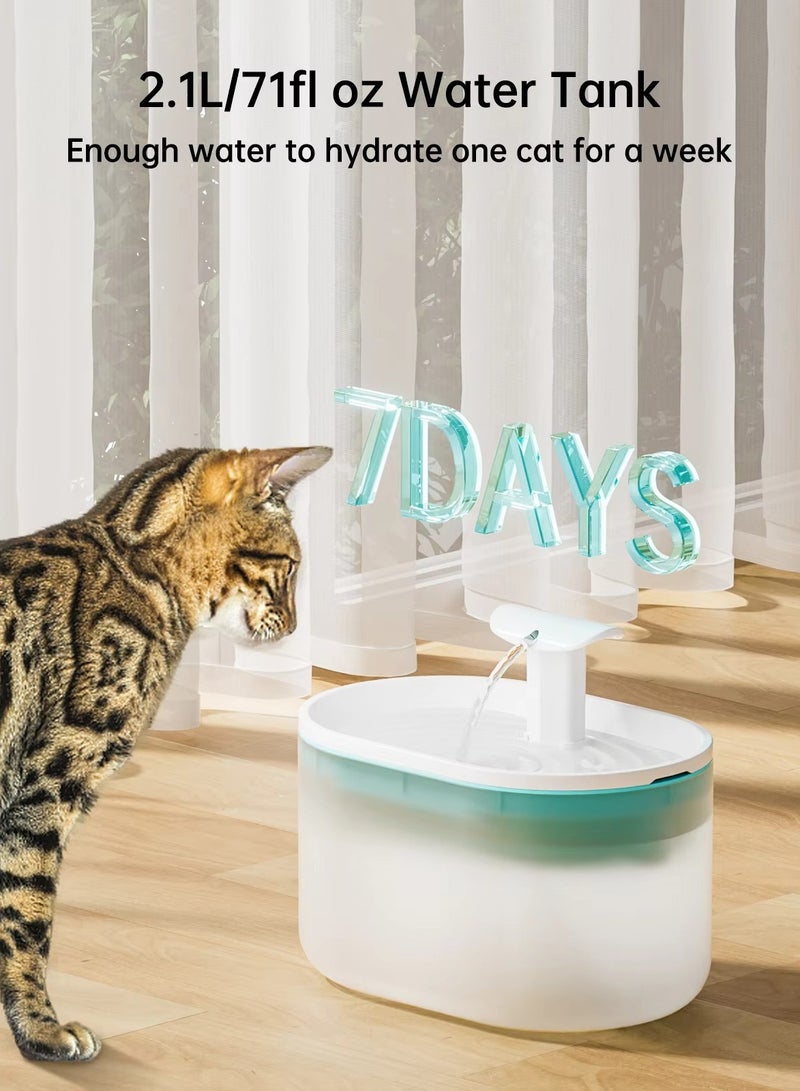 Cat Water Fountain, 2.1L Quiet Automatic Pet Drinking Fountain with Filters & Sponges, Quadruple Filtration, 2 Flow Modes, Ultra-Quiet Pump for Cats & Small Dogs - Image 3