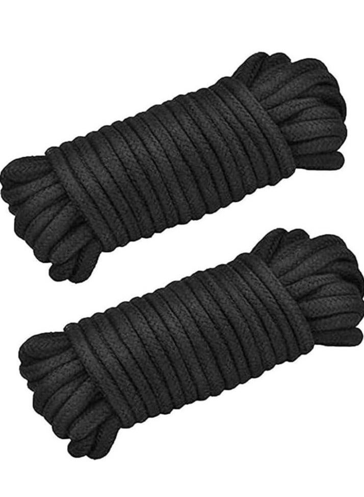 Unewshi 2 Roll 10M Soft Cotton Rope, Natural Durable Long Cotton Rope for Crafts Wall Hangings Plant Hangers Knotting (Black) - Image 1